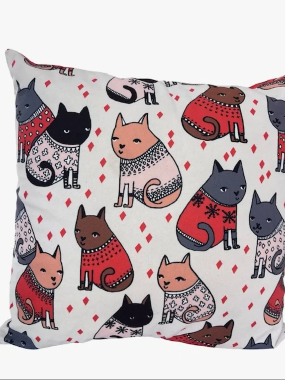 Cats In Sweaters Holiday Throw Pillow - Illustration by Andrea Lauren 19